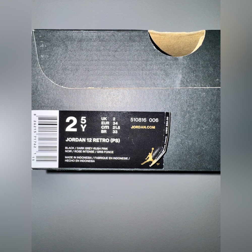 🖤🩷 Air Jordan Retro 12 ‘Rush Pink’ Size 2.5Y - Picture 7 of 7